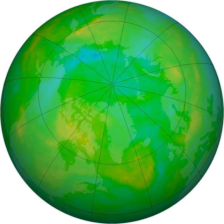 Arctic ozone map for 24 July 1990